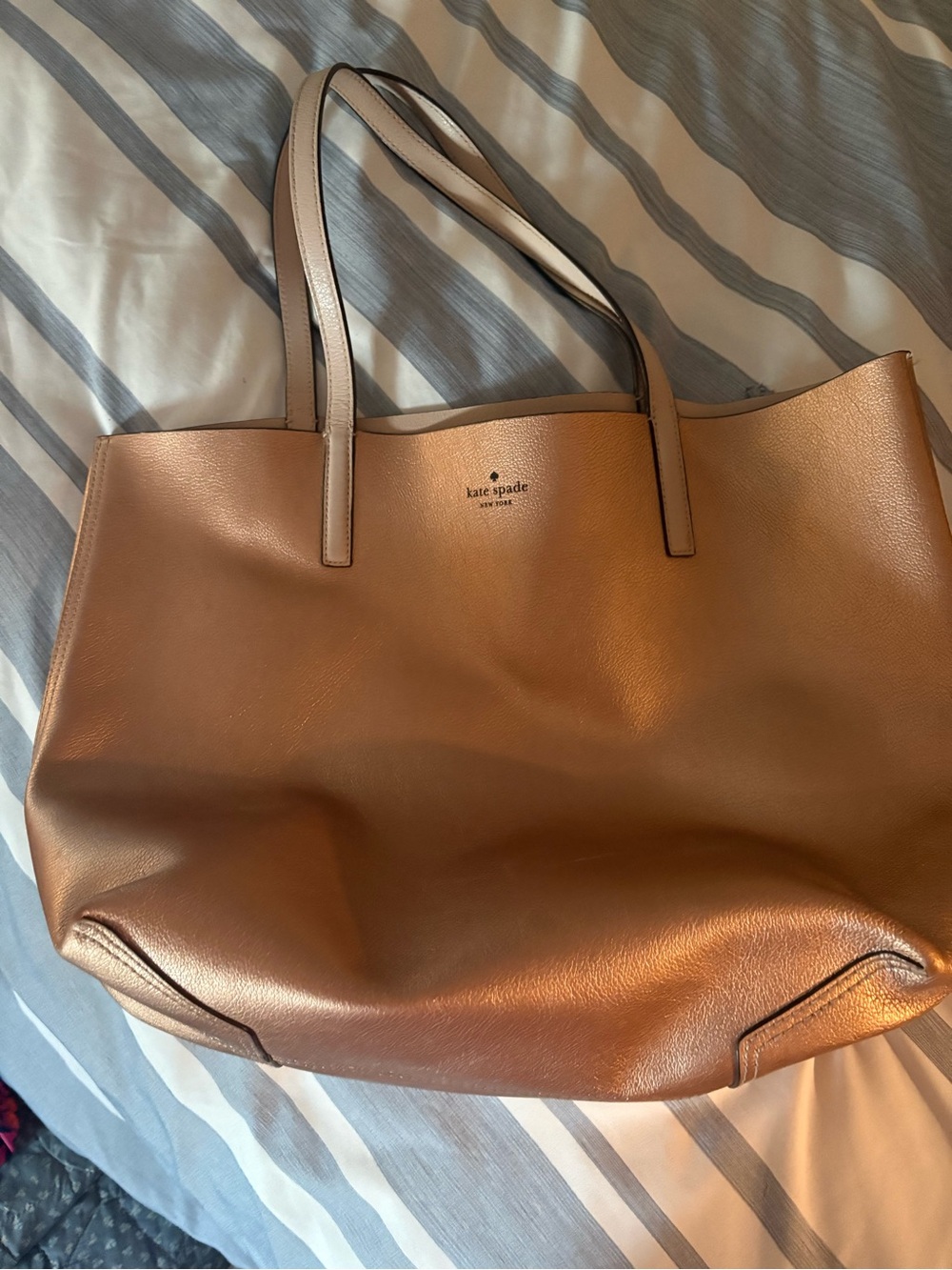 kate spade Metallic Rose Gold Leather Tote
